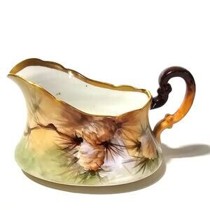 Royal Vienna Porcelain Creamer Late 19th Century Pine Cone Gold Accents